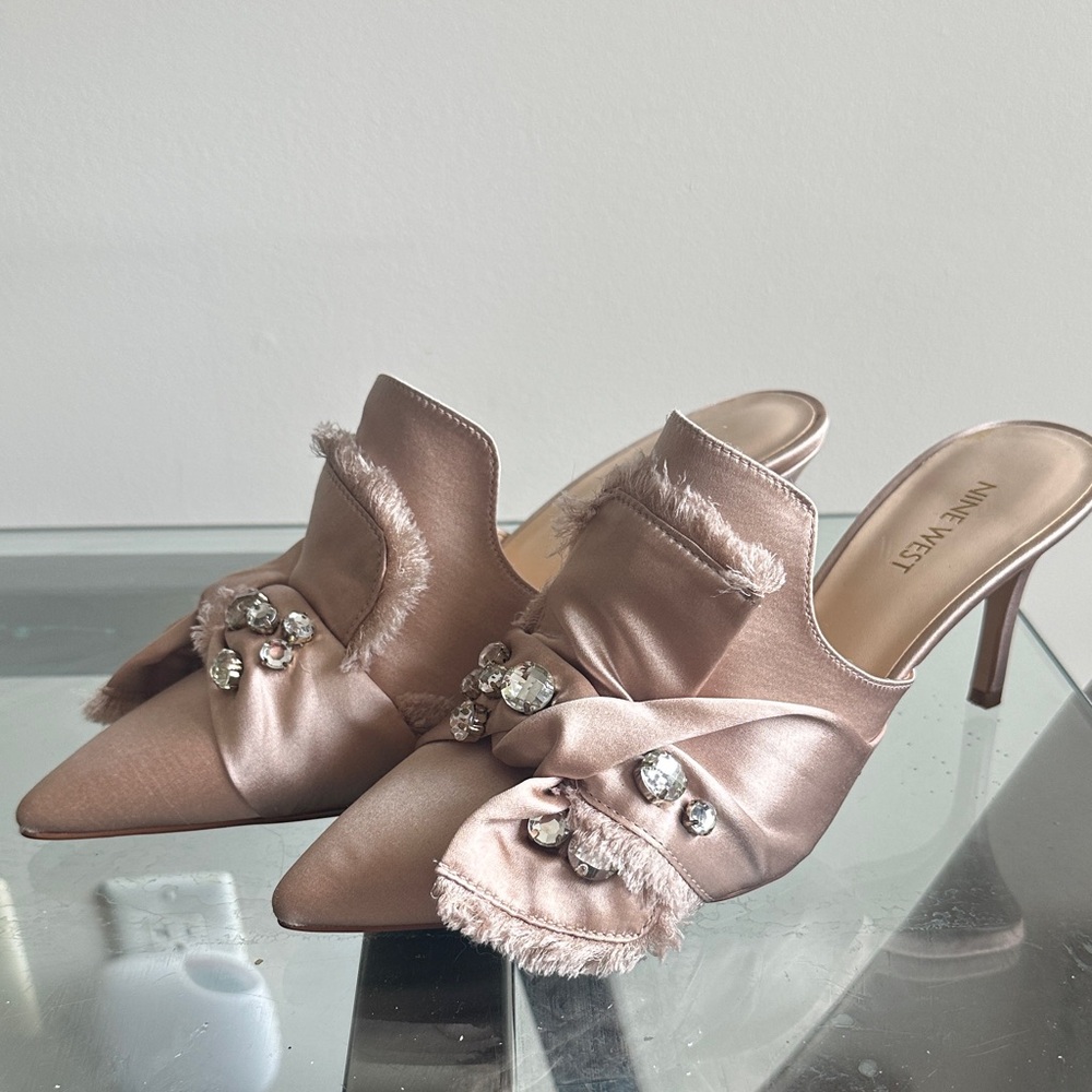 Nine West Blush Embellished Mules